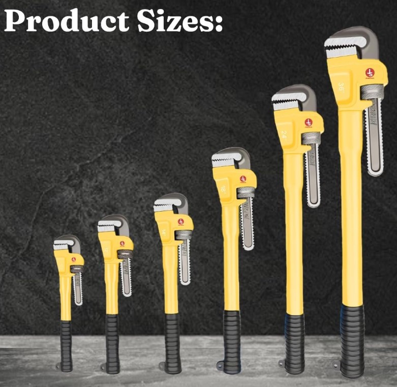 Heavy Duty Pipe Wrench 24" – 600mm Giant Pipe Wrench, Heavy Cast Iron Jaws with Deep Teeth | 4-6" Pipe Capacity, Reinforced Frame | UAE Oil & Gas Pipeline Mechanical Specialist Tool 